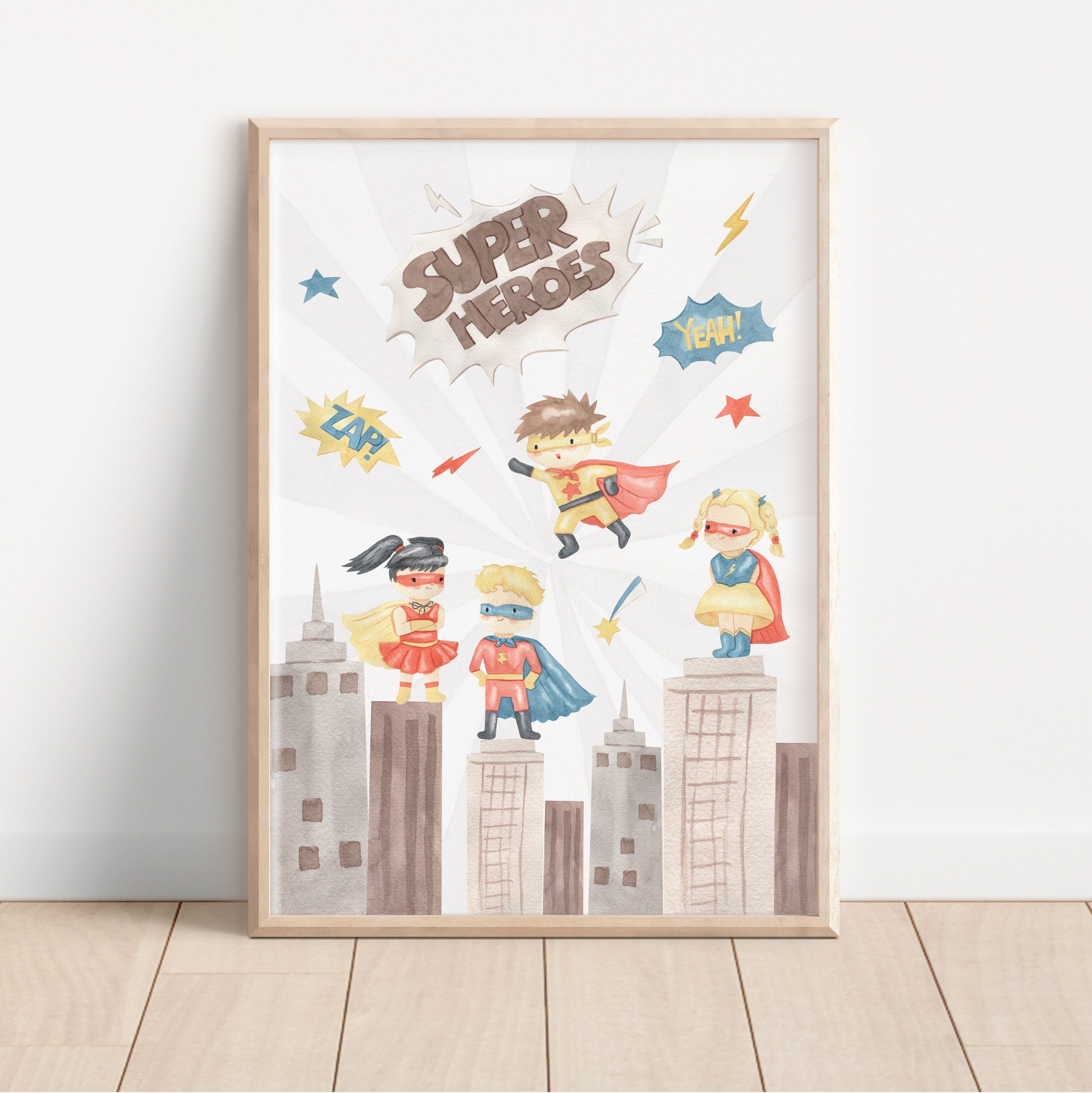 Superheroes Printable Wall Art Superheroes Room Art - Etsy
