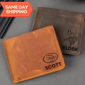 Cartera de cuero personalizada, jugadores de fútbol, carteras de cuero personalizadas, equipos de fútbol, NFL, fanáticos de los deportes, regalo único de San Valentín para él