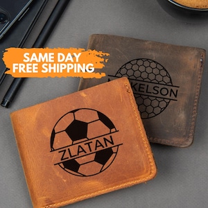 Regalos de fútbol, billetera personalizada, regalo de entrenador de fútbol, regalos de equipo, regalo de padrinos de boda, balón de fútbol personalizado, regalo de aniversario para él, novio
