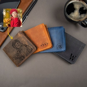 Regalos de graduación para él, billetera de cuero con escritura a mano, billetera grabada personalizada, billetera con monograma, regalos personalizados para él, billetera personalizada