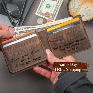 Regalo personalizado para él, billetera grabada, billetera de cuero para hombres, regalo único para novio, billetera personalizada, billetera personalizada para hombres