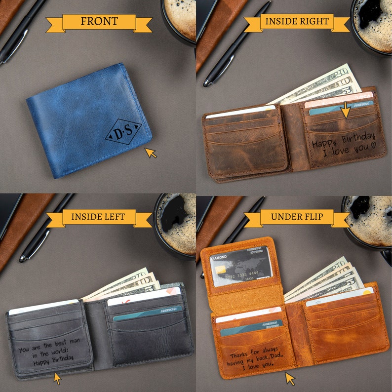 Christmas Gift, Personalised Engraved Men's Leather Wallet, Personalized custom logo, Gift for Dad/Him, Personalized Wallet, Mens Wallet, Engraved Wallet, Groomsmen Wallet, Leather Wallet, Boyfriend Gift for Men, Father Day Gift for Him