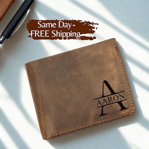 Personalized Wallet, Mens Wallet, Engraved Wallet, Groomsmen Wallet, Leather Wallet, Custom Wallet, Boyfriend Gift for Men, Father, Dad, Him