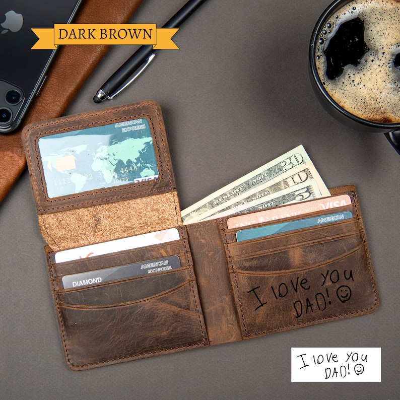 Christmas Gift, Personalised Engraved Men's Leather Wallet, Personalized custom logo, Gift for Dad/Him, Personalized Wallet, Mens Wallet, Engraved Wallet, Groomsmen Wallet, Leather Wallet,Custom Wallet, Boyfriend Gift for Men, Father Day Gift