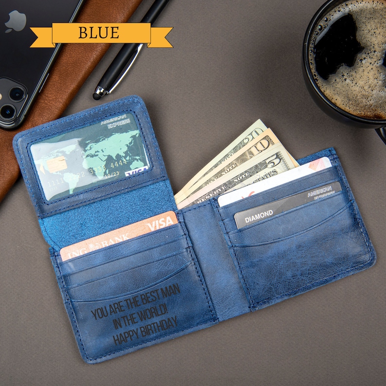 Christmas Gift, Personalised Engraved Men's Leather Wallet, Personalized custom logo, Gift for Dad/Him, Personalized Wallet, Mens Wallet, Engraved Wallet, Groomsmen Wallet, Leather Wallet, Boyfriend Gift for Men, Father Day Gift for Him