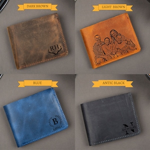 Christmas Gift, Personalised Engraved Men's Leather Wallet, Personalized custom logo, Gift for Dad/Him, Personalized Wallet, Mens Wallet, Engraved Wallet, Groomsmen Wallet, Leather Wallet, Boyfriend Gift for Men, Father Day Gift for Him