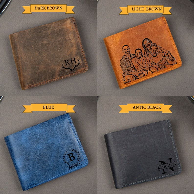 Christmas Gift, Personalised Engraved Men's Leather Wallet, Personalized custom logo, Gift for Dad/Him, Personalized Wallet, Mens Wallet, Engraved Wallet, Groomsmen Wallet, Leather Wallet, Boyfriend Gift for Men, Father Day Gift for Him