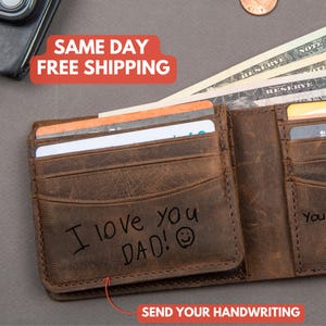 Billetera con escritura a mano, billetera personalizada para hombre, billetera de cuero para hombre, regalo con escritura a mano para él, billetera grabada, regalo para el día del padre, regalo para prometido