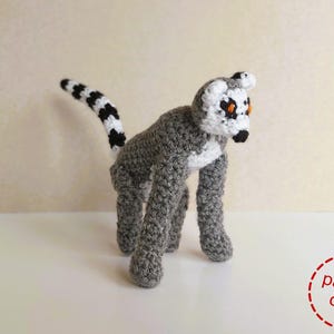 Ring-tailed lemur crochet pattern, Ring-tailed lemur amigurumi pattern, easy crochet pattern