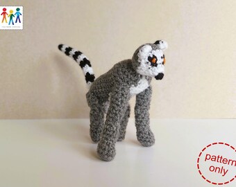 Ring-Tailed Lemur Crochet Pattern: Amigurumi Animal (PDF Pattern)