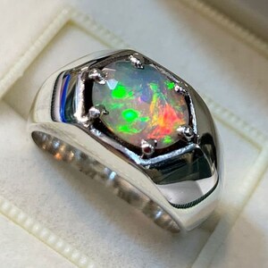Natural Mens Brilliant Fire Opal Ring Sterling Silver 925 - Etsy