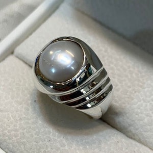 Mens Cultured Pearl Ring Sterling Silver 925 Handmade Ring - Etsy