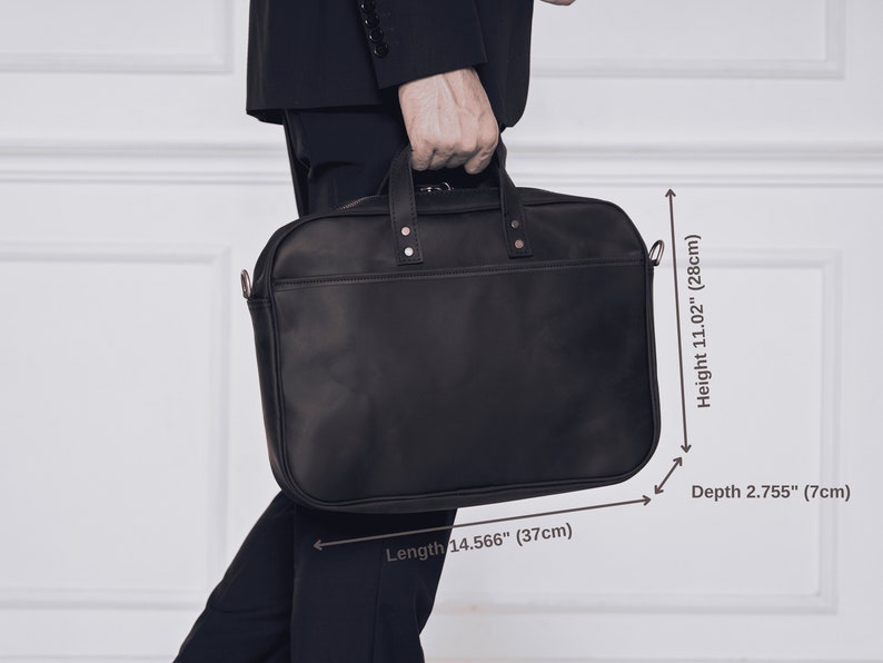 Personalized Handmade Leather Laptop Bag / 14 Inch Real Etsy