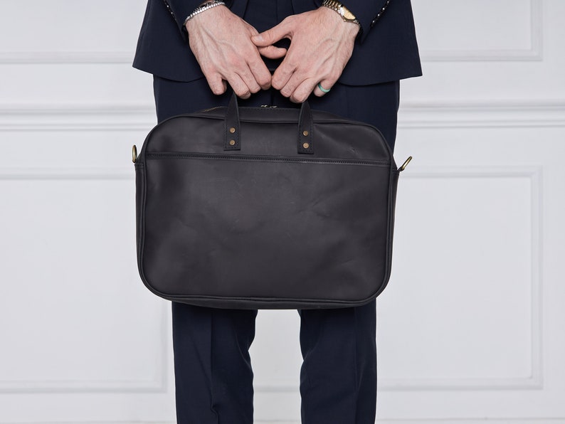 Personalized Handmade Leather Laptop Bag / 14 Inch Real Etsy