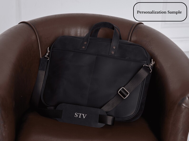 Personalized Handmade Leather Laptop Bag / 14 Inch Real Etsy