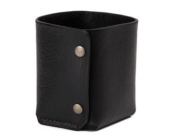 Handgjord pennhållare i fullnarvat läder – Minimalistisk organizer