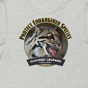 Clouded Leopard Endangered Species Unisex T-Shirt. FREE SHIPPING