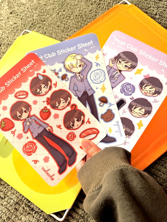 OHSHC Host Club Sticker Sheet Vol. 1 - Haruhi, Tamaki, & Kyoya - Shoujo Anime Stickers