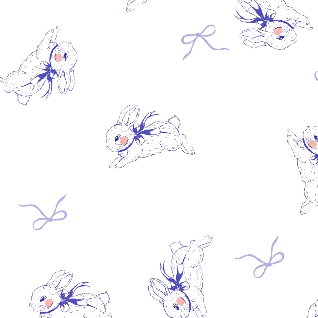 Blue Rabbit Pattern Desktop Background Blue Rabbits and Bows Seamless Pattern Design - Fabric, Gift Wrapping ...