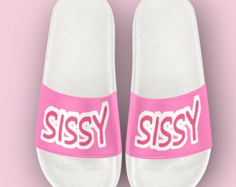 SISSY Cropped Slide Sandals, sissy tong, femboy, Cuckold, zapatos de niña sissy, ropa de puta, chanclas de ladyboy, travestismo