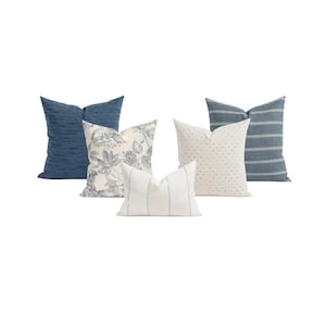 Conjunto de Almofadas Decorativas, Azul Neutro Natural, Almofadas de Transição, Conjunto de Almofadas Geométricas Modernas Xadrez | Combo nº 506