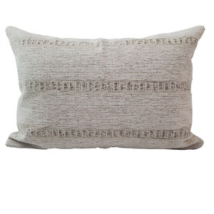 Cream grey stripe basket weave pillow cover | EVERETT