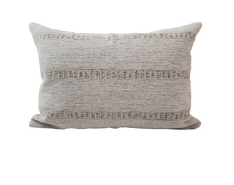 Cream grey stripe basket weave pillow cover | EVERETT