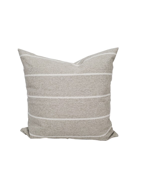 Gray Taupe And White Stripe Decorative Throw Pillow Cover Gray Taupe And White Stripe Decorative Throw Pillow Cover