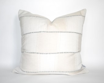 Neutral Striped Pillow Cover | Cream Beige Grey | Modern Coastal Pillow | Transitional Decor | Casual Throw Pillow | PEARL