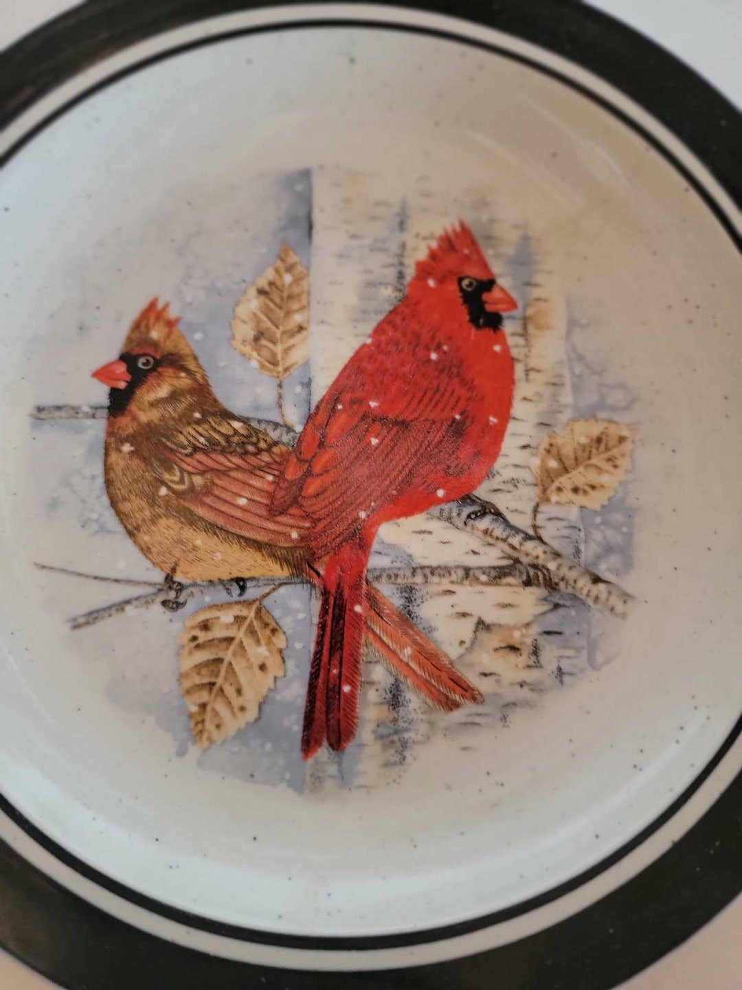 Cardinal Birds Plates by Scotty Z Folk Craft Stoneware 8x8 Etsy