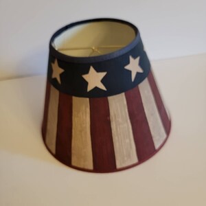 Lampshade, round, flag, red white and blue, stars