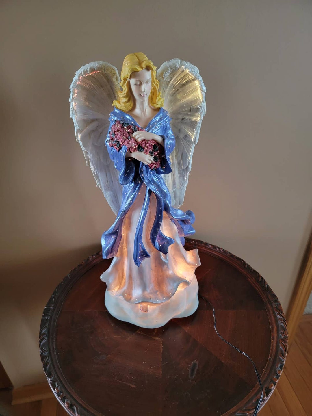 Angel Statue Christmas Lighted Very Large Wings Change Lighted Etsy