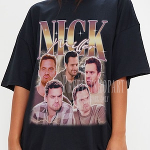 Nick Miller, camicia di Nick Miller, maglietta vintage di Nick Miller, magliette dei fan di Nick Miller retrò, merchandising di Nick Miller, camicia attore di Nick Miller