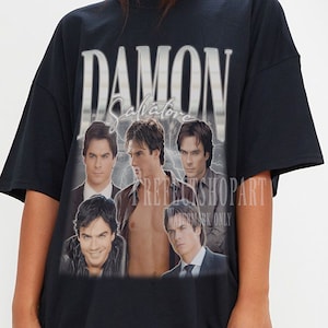 DAMON SALVATORE Retro Shirt, Damon Salvatore  Bootleg T-shirt, Vintage Ian Somerhalder Merch , Movies and Series Tee