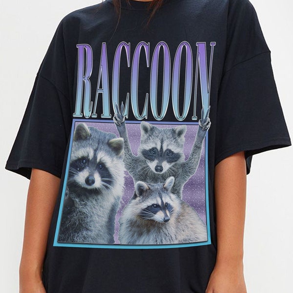 Raccoon Homage Shirt, Raccoon Hip Hop Style 90s Shirt, Raccoon Shirt, Raccoon Funny Gift For Him Her Tees, Cute Raccoon Tshirt