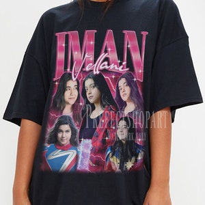 IMAN VELLANI Vintage Shirt, Iman Vellani Homage Fan Tees, Iman Vellani Homage Retro, Iman Vellani Graphic Retro 90-tal, Iman Vellani Merchi bild 1