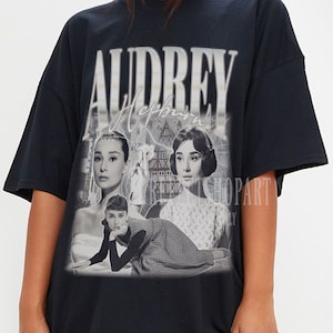 AUDREY HEPBURN Shirt | Audrey Hepburn Homage T-Shirt | Audrey Hepburn British Actress Merch Fans Gift | Funny Audrey Hepburn Vintage T-Shirt