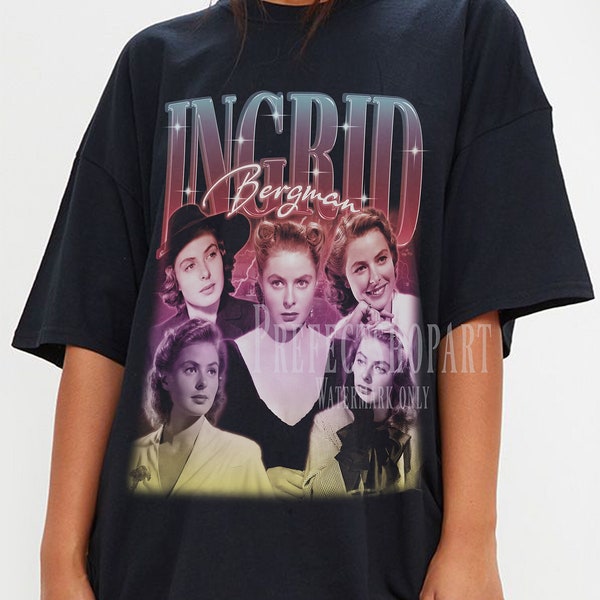 INGRID BERGMAN Retro T-shirt - Ingrid Bergman T-Shirt, Ingrid Bergman Langarm-Shirt, Ingrid Bergman Jugend-T-Shirt, Ingrid Bergman Kinder-T-Shirt