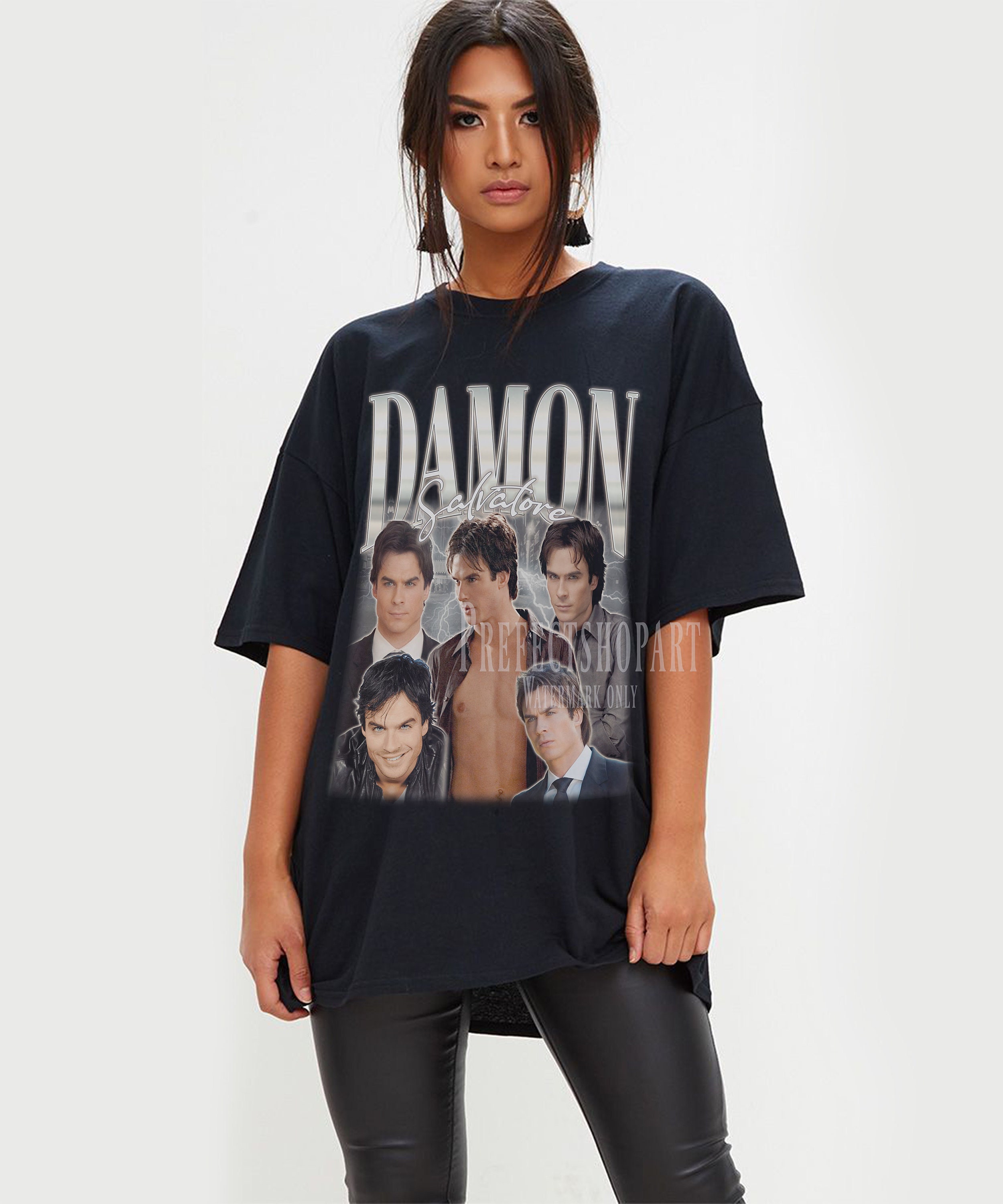 Discover DAMON SALVATORE Retro Shirt, Damon Salvatore The Vampie Diaries Bootleg T-shirt