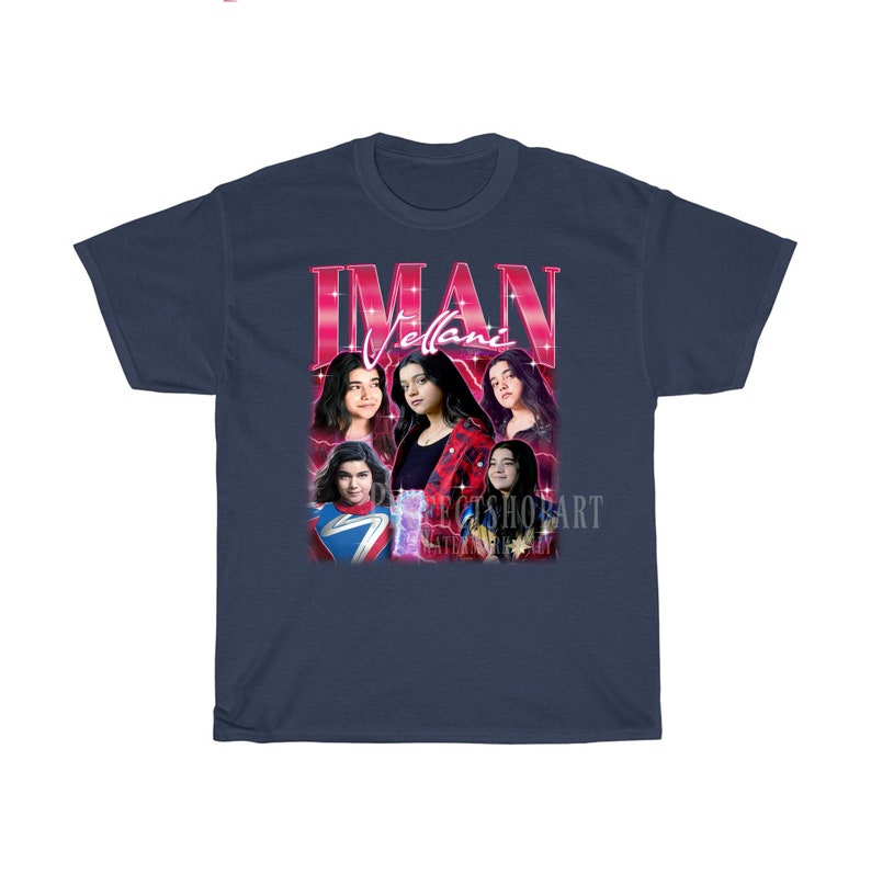IMAN VELLANI Vintage Shirt, Iman Vellani Homage Fan Tees, Iman Vellani Homage Retro, Iman Vellani Graphic Retro 90-tal, Iman Vellani Merchi Navy