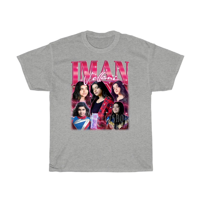 IMAN VELLANI Vintage Shirt, Iman Vellani Homage Fan Tees, Iman Vellani Homage Retro, Iman Vellani Graphic Retro 90-tal, Iman Vellani Merchi Sport Grey