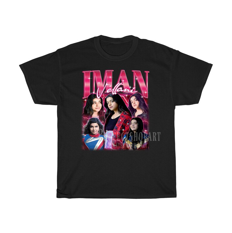 IMAN VELLANI Vintage Shirt, Iman Vellani Homage Fan Tees, Iman Vellani Homage Retro, Iman Vellani Graphic Retro 90-tal, Iman Vellani Merchi Black