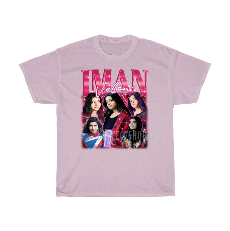 IMAN VELLANI Vintage Shirt, Iman Vellani Homage Fan Tees, Iman Vellani Homage Retro, Iman Vellani Graphic Retro 90-tal, Iman Vellani Merchi Light Pink