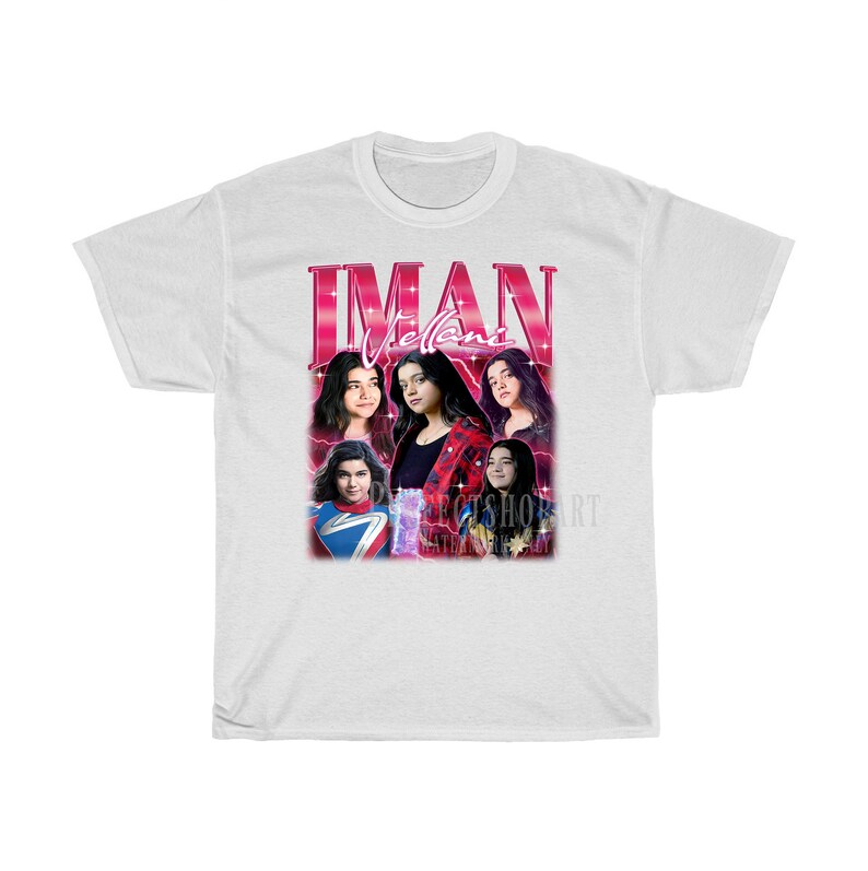 IMAN VELLANI Vintage Shirt, Iman Vellani Homage Fan Tees, Iman Vellani Homage Retro, Iman Vellani Graphic Retro 90-tal, Iman Vellani Merchi White