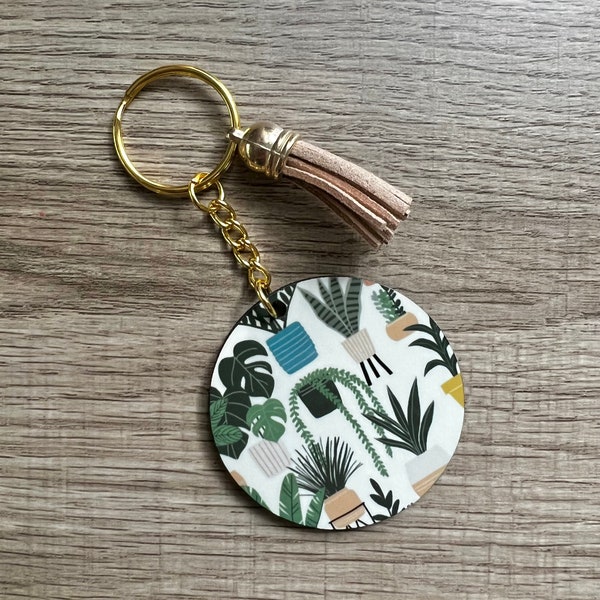 Houseplants Keychain, Monstera, Snake Plant, Plant Mom, Plant Daddy, Key Ring, Purse Charm, Backpack Tag, Housewarming Gift, Gift for Her