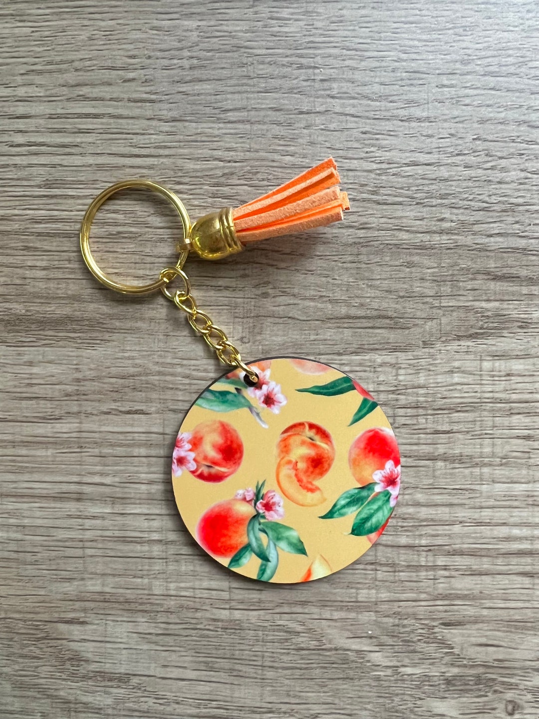 Keychain, Peaches, Peach, Peach Tree, Key Ring, Purse Charm