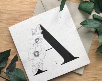 Single Initial Card - Botanical Alphabet Project