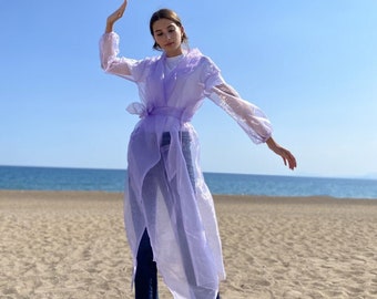 Women Organza Transparant Jacket, Elegant Women's Clothes, Transparent Coat, Timeless and placeless outfit