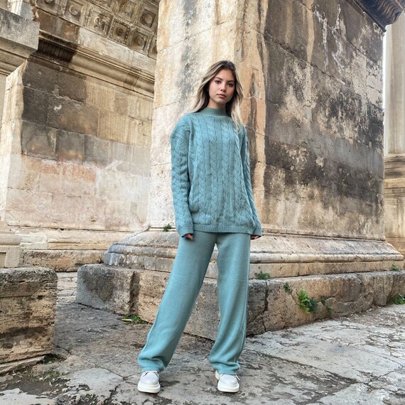 Traje de punto traje de punto de mujer verde menta traje de