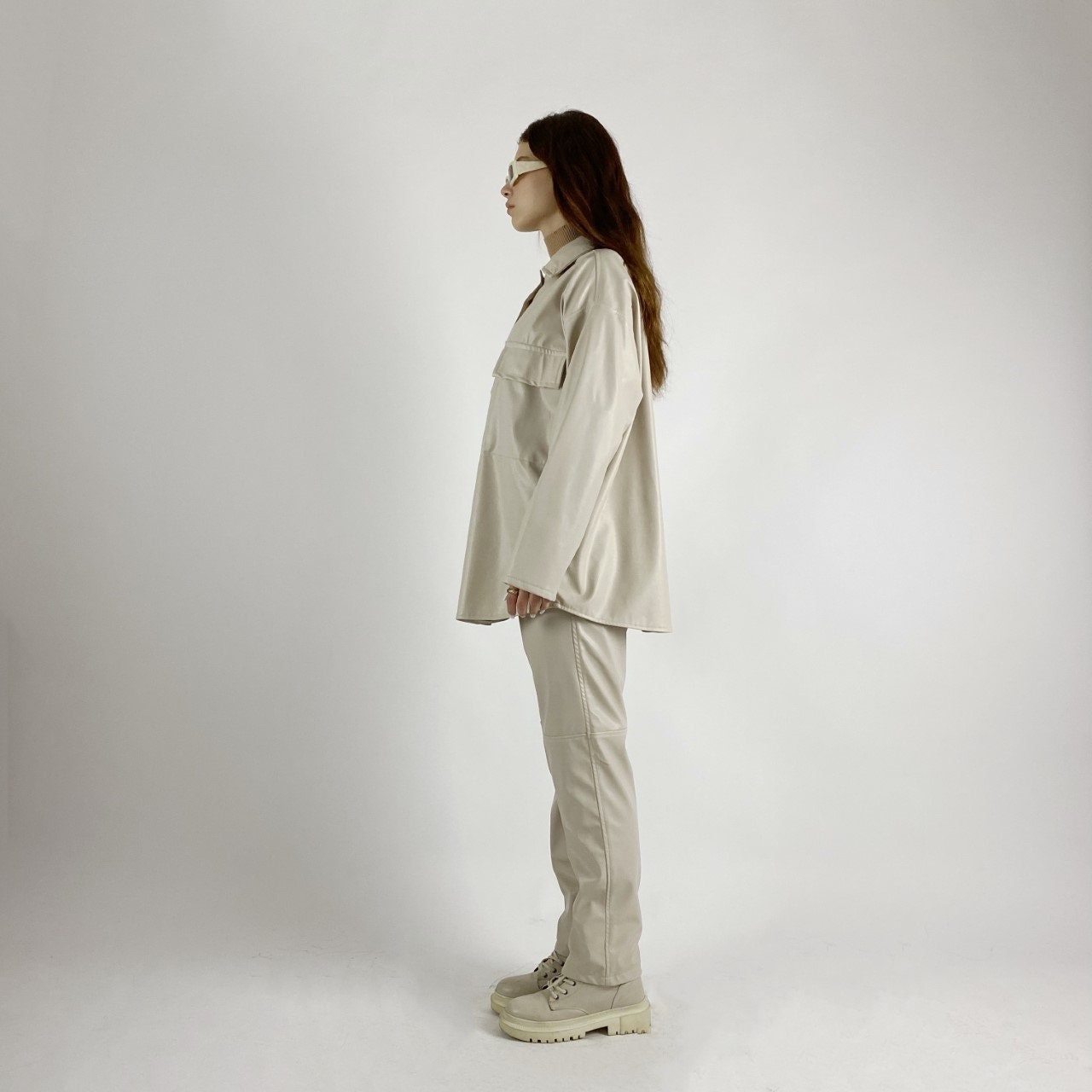 Women Leather Pant Cream Leather Pantsleather Trousers With Etsy